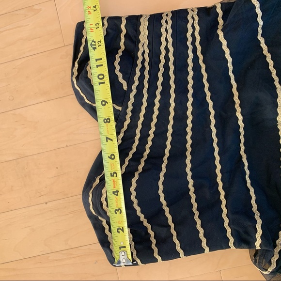 Hitherto (ANTHRO) black strapless dress, gold stri - Picture 6 of 8